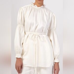 Cinched Sleeve Blouse - Off White